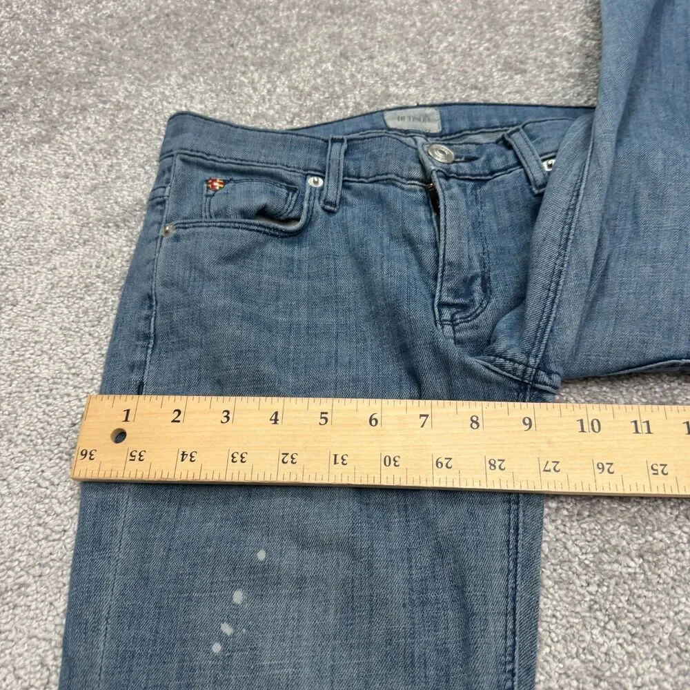 Hudson Low Rise Skinny Denim Jeans Womens 24 Blue Paint Splatter Stretch Casual